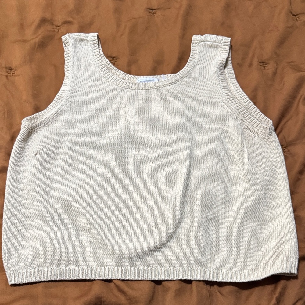 Jean Pierre Cream Knit Sleeveless Top